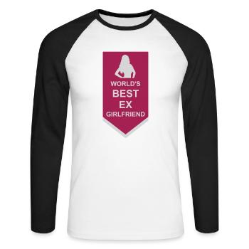 worlds best ex girlfriend - Unisex Baseballshirt langarm - Weiß/Schwarz - Vorne - Nik (191cm)