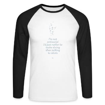 Spruch-Design für Sporttaucher - Unisex Baseballshirt langarm - Weiß/Schwarz - Vorne - Nik (191cm)