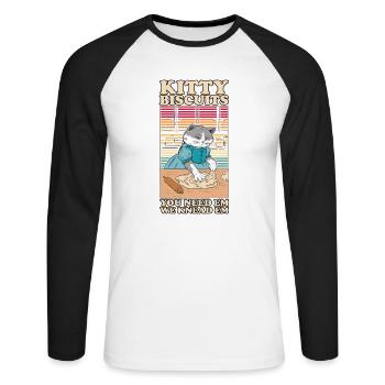 Kitty Biscuits Cat Cat Biscuits Baker Baker - Unisex Long Sleeve Baseball T-Shirt - white/black - Front - Nik (191cm)