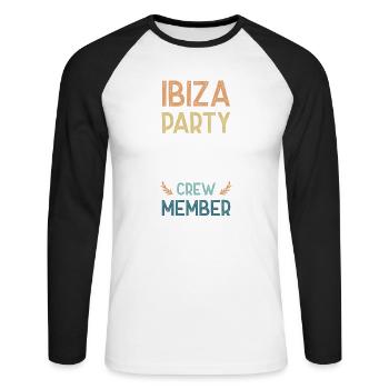 Ibiza Party Crew - Unisex Long Sleeve Baseball T-Shirt - white/black - Front - Nik (191cm)