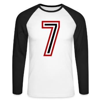 Maillot 7 Nombre d’années - T-shirt baseball manches longues Homme - blanc/noir - Devant - Nik (191cm)