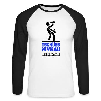 Bye bye niveau jusqu’à lundi - T-shirt baseball manches longues Homme - blanc/noir - Devant - Nik (191cm)