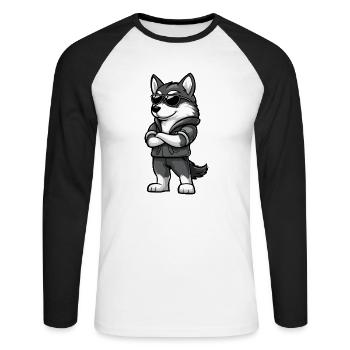 Husky Chien Cool - T-shirt baseball manches longues Homme - blanc/noir - Devant - Nik (191cm)