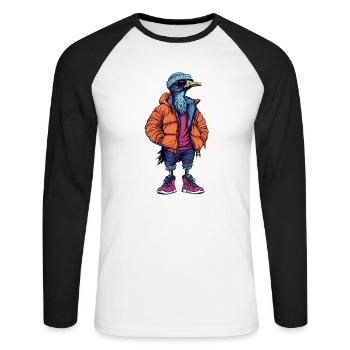 Ostrich Funny Winter - Unisex Long Sleeve Baseball T-Shirt - white/black - Front - Nik (191cm)