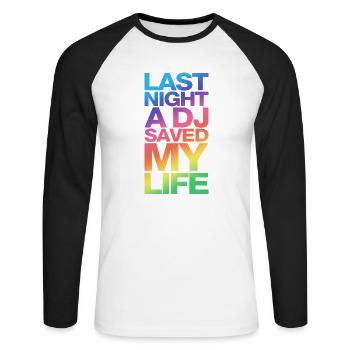 last_night_dj_dd - T-shirt baseball manches longues Homme - blanc/noir - Devant - Nik (191cm)
