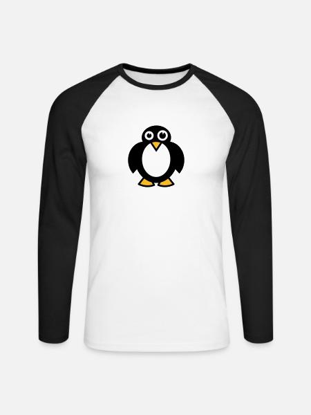 Lustiger Pinguin - Unisex Baseballshirt langarm - Weiß/Schwarz