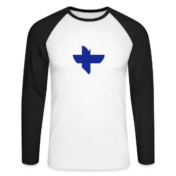 Un coeur pour la Finlande - T-shirt baseball manches longues Homme - blanc/noir - Devant - Nik (191cm)