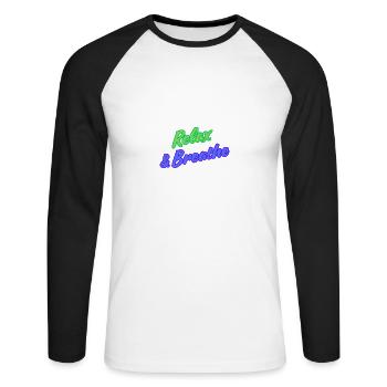 Relax & Breath - Unisex Long Sleeve Baseball T-Shirt - white/black - Front - Nik (191cm)