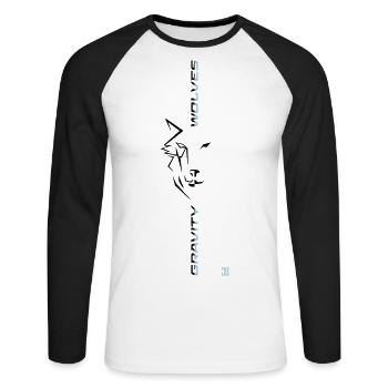 gravity wolves - Unisex Baseballshirt langarm - Weiß/Schwarz - Vorne - Nik (191cm)