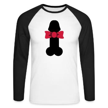 Penis gift, Sir Dick - Unisex Long Sleeve Baseball T-Shirt - white/black - Front - Nik (191cm)