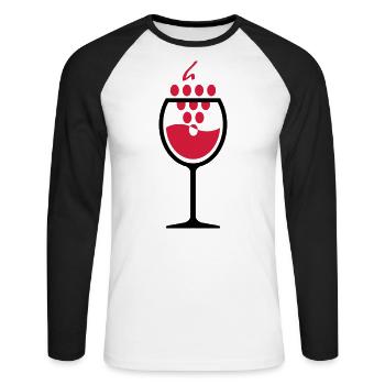 02 Glas Wein Weintrauben - Unisex Baseballshirt langarm - Weiß/Schwarz - Vorne - Nik (191cm)