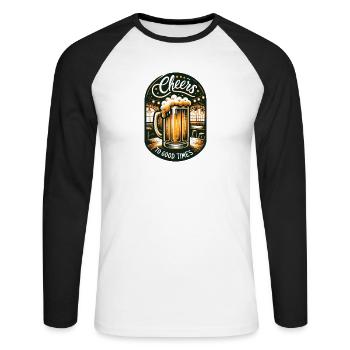 Cheers to Good Times - Unisex Long Sleeve Baseball T-Shirt - white/black - Front - Nik (191cm)