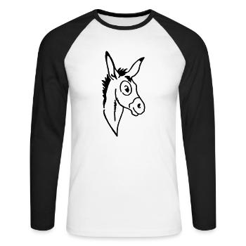 Esel - Unisex Baseballshirt langarm - Weiß/Schwarz - Vorne - Nik (191cm)