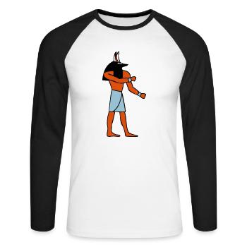 pharahon anubis - Unisex Baseballshirt langarm - Weiß/Schwarz - Vorne - Nik (191cm)