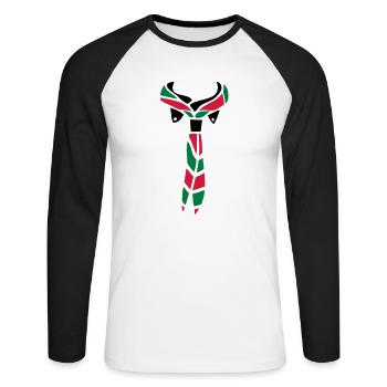 Pfadfinder Schal - Unisex Baseballshirt langarm - Weiß/Schwarz - Vorne - Nik (191cm)