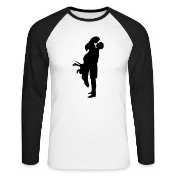 Couples dans l'amour, mariage - T-shirt baseball manches longues Homme - blanc/noir - Devant - Nik (191cm)