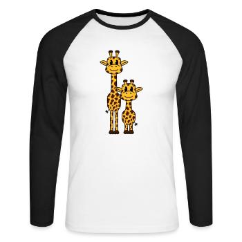 2 Giraffes Mom Daddy Family Young Child Animals - Unisex Long Sleeve Baseball T-Shirt - white/black - Front - Nik (191cm)