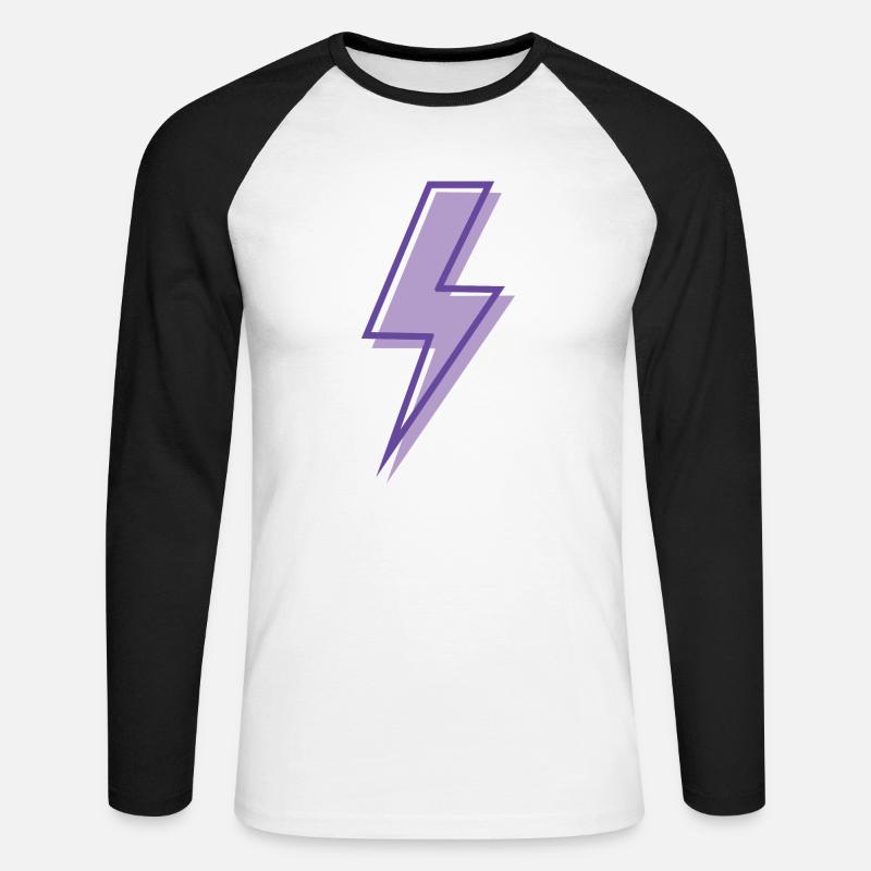 Fulmine viola - Maglia da baseball a manica lunga da uomo - bianco/nero