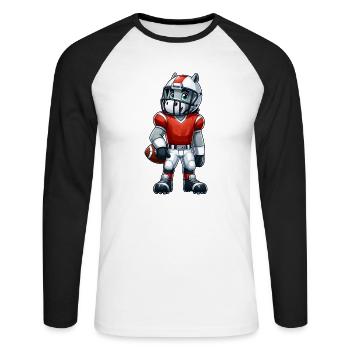 Cute American Football Player Horse - Unisex Long Sleeve Baseball T-Shirt - white/black - Front - Nik (191cm)