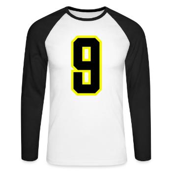 Justaucorps à 9 chiffres - T-shirt baseball manches longues Homme - blanc/noir - Devant - Nik (191cm)