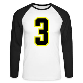 Justaucorps à 3 chiffres - T-shirt baseball manches longues Homme - blanc/noir - Devant - Nik (191cm)