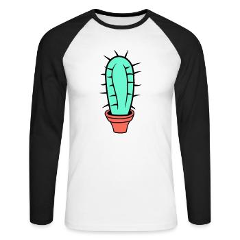 Petit Cactus Épines Désert Cactus Pot de Fleur - T-shirt baseball manches longues Homme - blanc/noir - Devant - Nik (191cm)