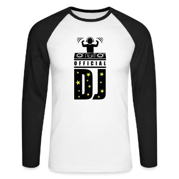 DJ Turntables Disc Jockey Party - Unisex Long Sleeve Baseball T-Shirt - white/black - Front - Nik (191cm)