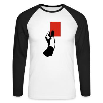 Rote Karte! - Unisex Baseballshirt langarm - Weiß/Schwarz - Vorne - Nik (191cm)