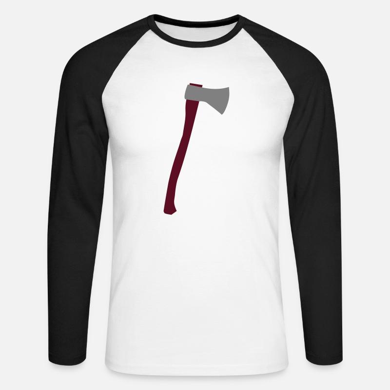 Axt - Unisex Baseballshirt langarm - Weiß/Schwarz