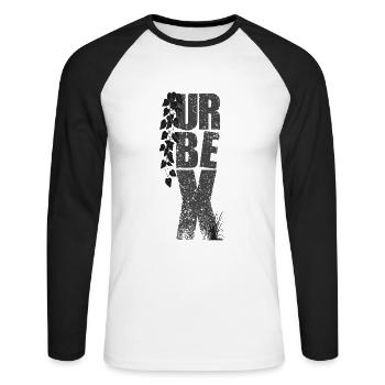 URBEX - Unisex Baseballshirt langarm - Weiß/Schwarz - Vorne - Nik (191cm)