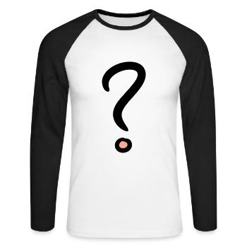 Symbole de point d’interrogation, dessin vectoriel de ponctuation - T-shirt baseball manches longues Homme - blanc/noir - Devant - Nik (191cm)