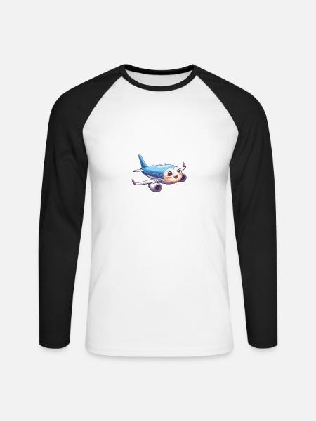 Cute Airplane - Unisex Long Sleeve Baseball T-Shirt - white/black