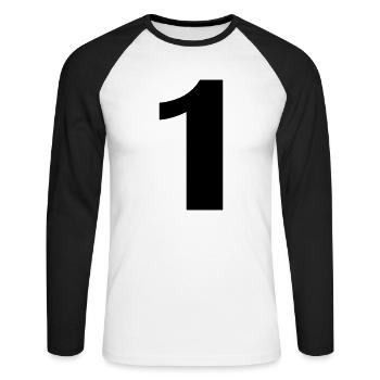 1 - Unisex Baseballshirt langarm - Weiß/Schwarz - Vorne - Nik (191cm)
