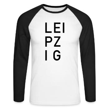 Leipzig - Unisex Baseballshirt langarm - Weiß/Schwarz - Vorne - Nik (191cm)