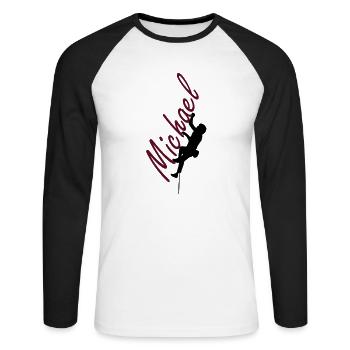 Klettern - Michael - Unisex Baseballshirt langarm - Weiß/Schwarz - Vorne - Nik (191cm)