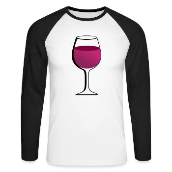 Verre au vin rouge - T-shirt baseball manches longues Homme - blanc/noir - Devant - Nik (191cm)