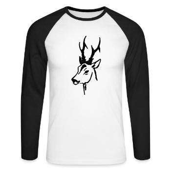 Rehbock - Unisex Baseballshirt langarm - Weiß/Schwarz - Vorne - Nik (191cm)