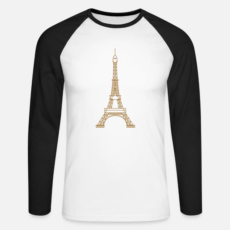 Torre Eiffel - Maglia da baseball a manica lunga da uomo - bianco/nero
