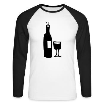 glas und flasche voll - Unisex Baseballshirt langarm - Weiß/Schwarz - Vorne - Nik (191cm)