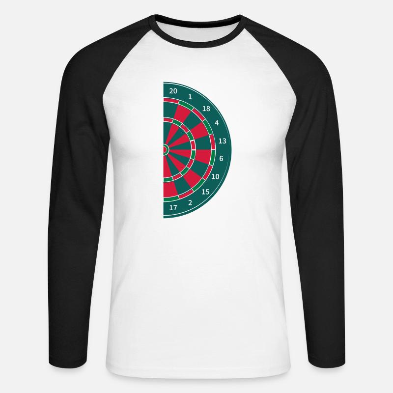 Half Dartboard - Unisex Baseballshirt langarm - Weiß/Schwarz