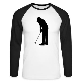 golfer - Unisex Baseballshirt langarm - Weiß/Schwarz - Vorne - Nik (191cm)