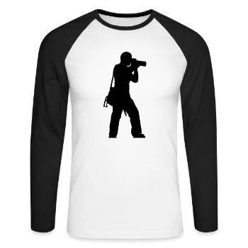 photographer - T-shirt baseball manches longues Homme - blanc/noir - Devant - Nik (191cm)