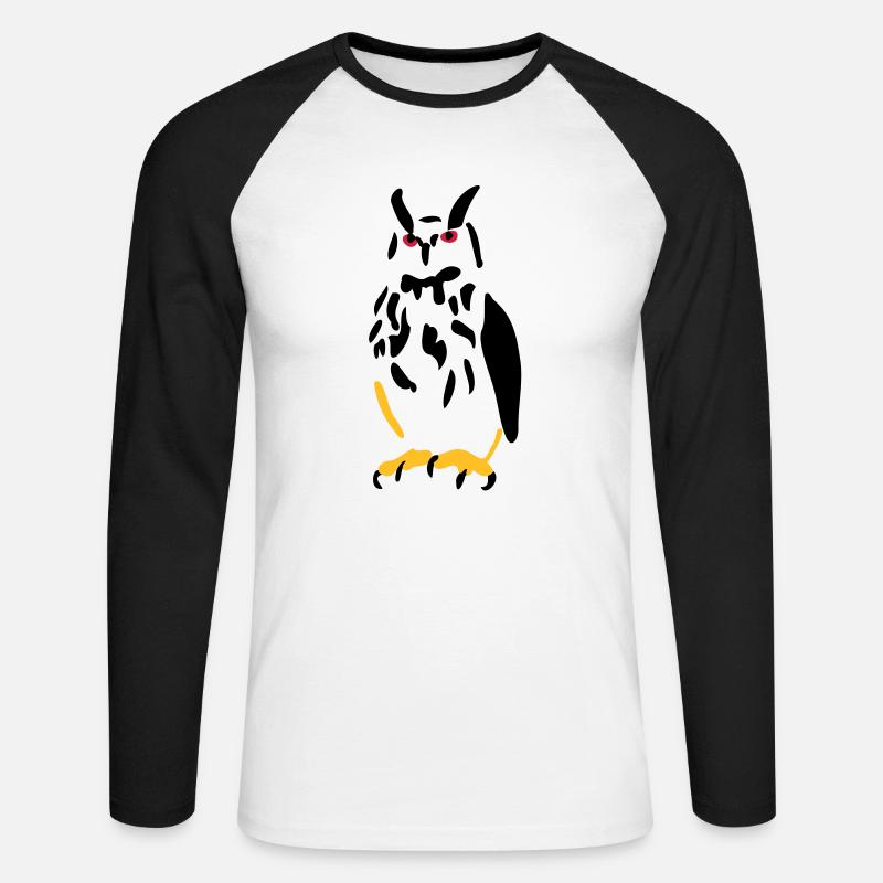 Uhu - Unisex Baseballshirt langarm - Weiß/Schwarz