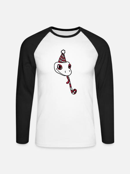 head celebrate birthday party gift snake ges - Unisex Long Sleeve Baseball T-Shirt - white/black