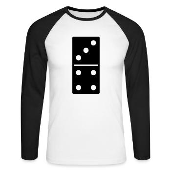DOMINO STONE 3:4 - VARIABLE COLOR - VECTOR DESIGN! - Unisex Baseballshirt langarm - Weiß/Schwarz - Vorne - Nik (191cm)