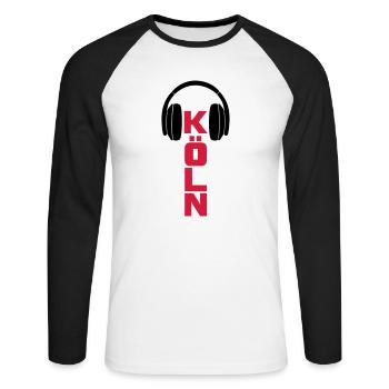 Köln City DJ Music Dubstep Shirt - Unisex Baseballshirt langarm - Weiß/Schwarz - Vorne - Nik (191cm)