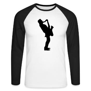 Musik - Musiker Jazz - Unisex Baseballshirt langarm - Weiß/Schwarz - Vorne - Nik (191cm)