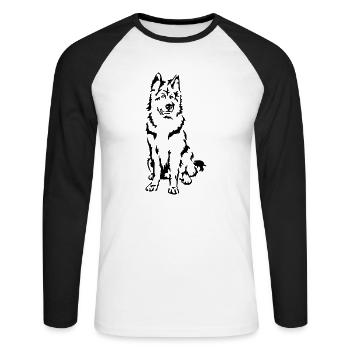 Schäferhund Altdeutscher - Unisex Baseballshirt langarm - Weiß/Schwarz - Vorne - Nik (191cm)