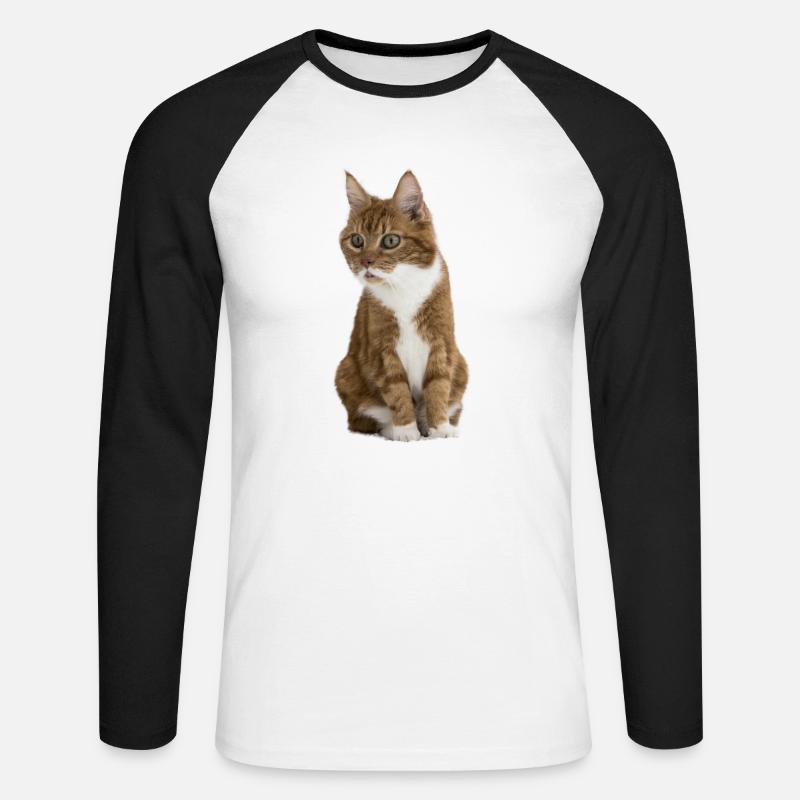 Funny cat - Unisex Long Sleeve Baseball T-Shirt - white/black