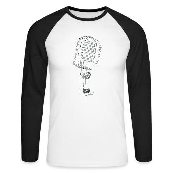 microphone black and white music - Unisex Long Sleeve Baseball T-Shirt - white/black - Front - Nik (191cm)